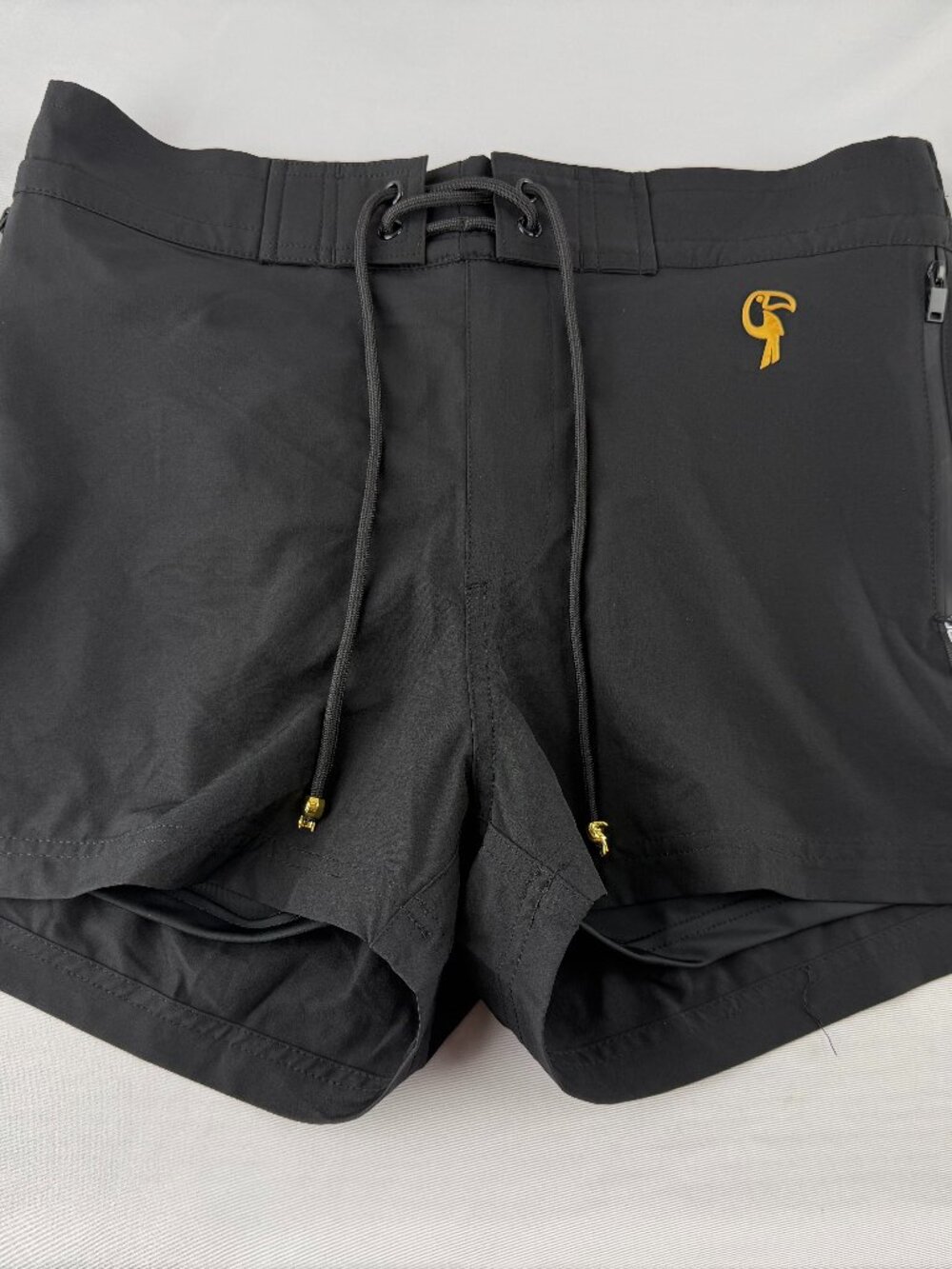 (2) Tucann Men Black Swim Trunks Board Shorts Compression Liner Size M 7" Inseam